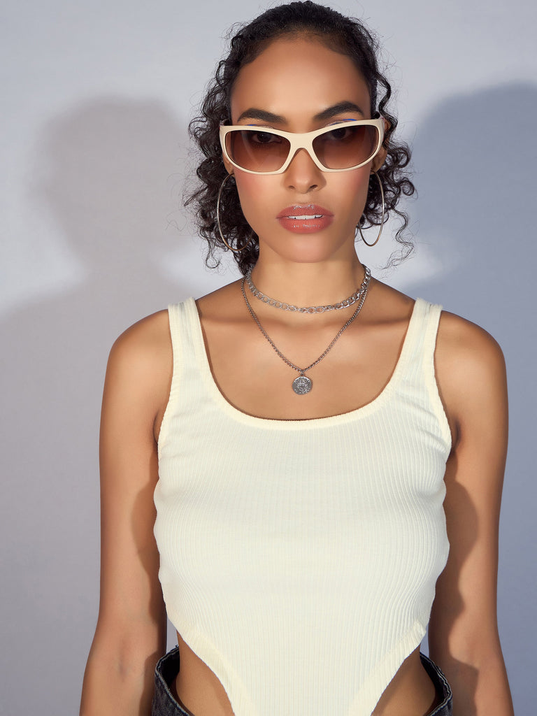 Women's Off-White Crop Top