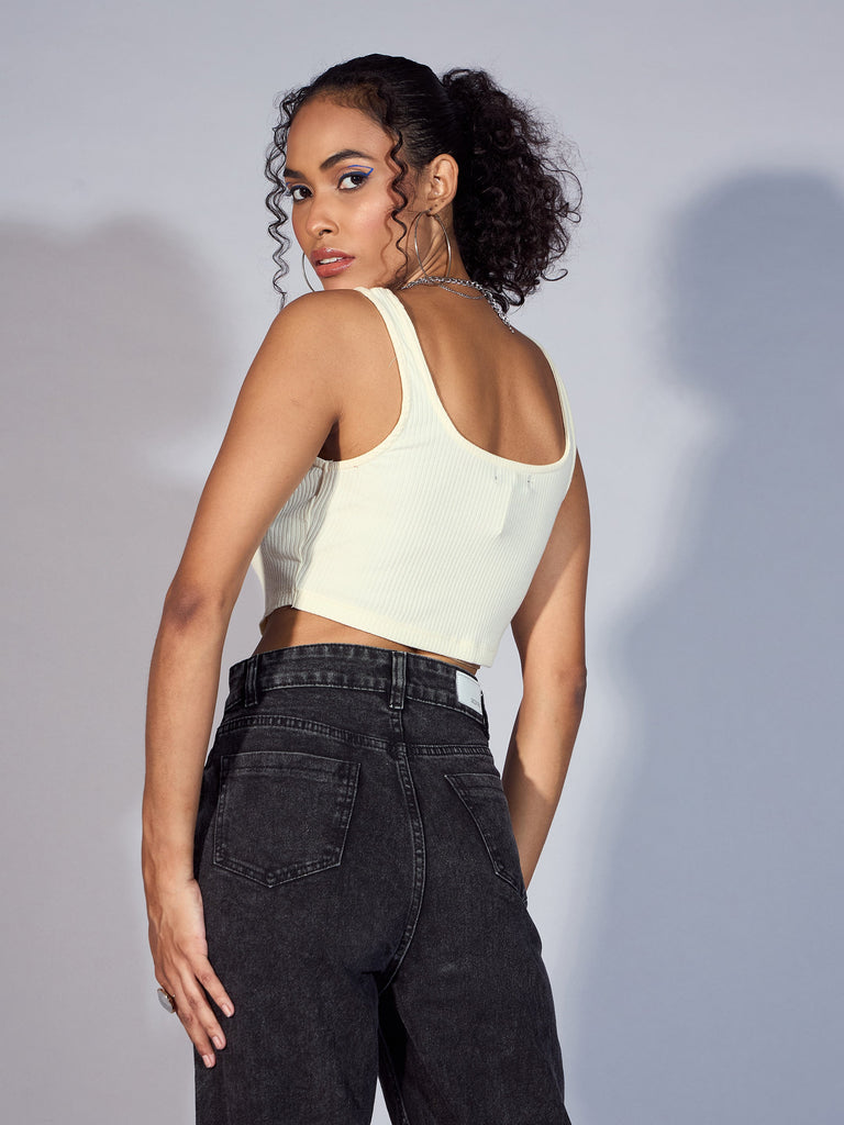 Women's Off-White Crop Top