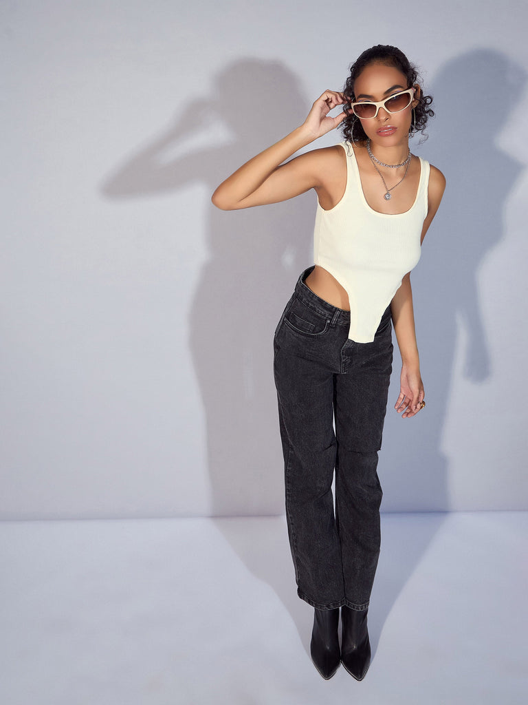 Women's Off-White Crop Top