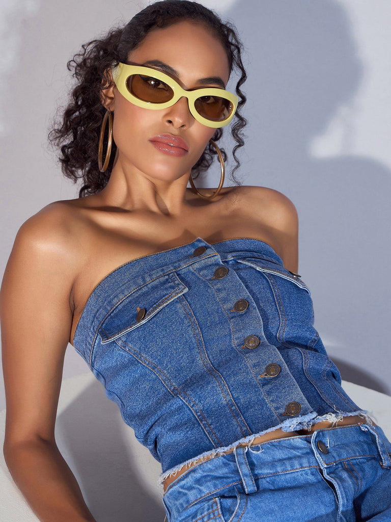 Women's Blue Crop Top