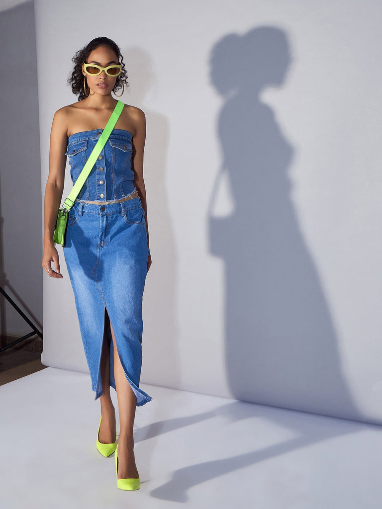 Women's Blue Crop Top
