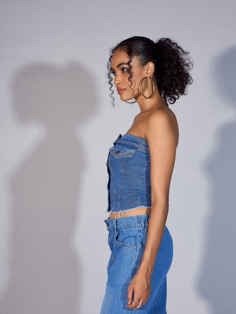 Women's Blue Crop Top