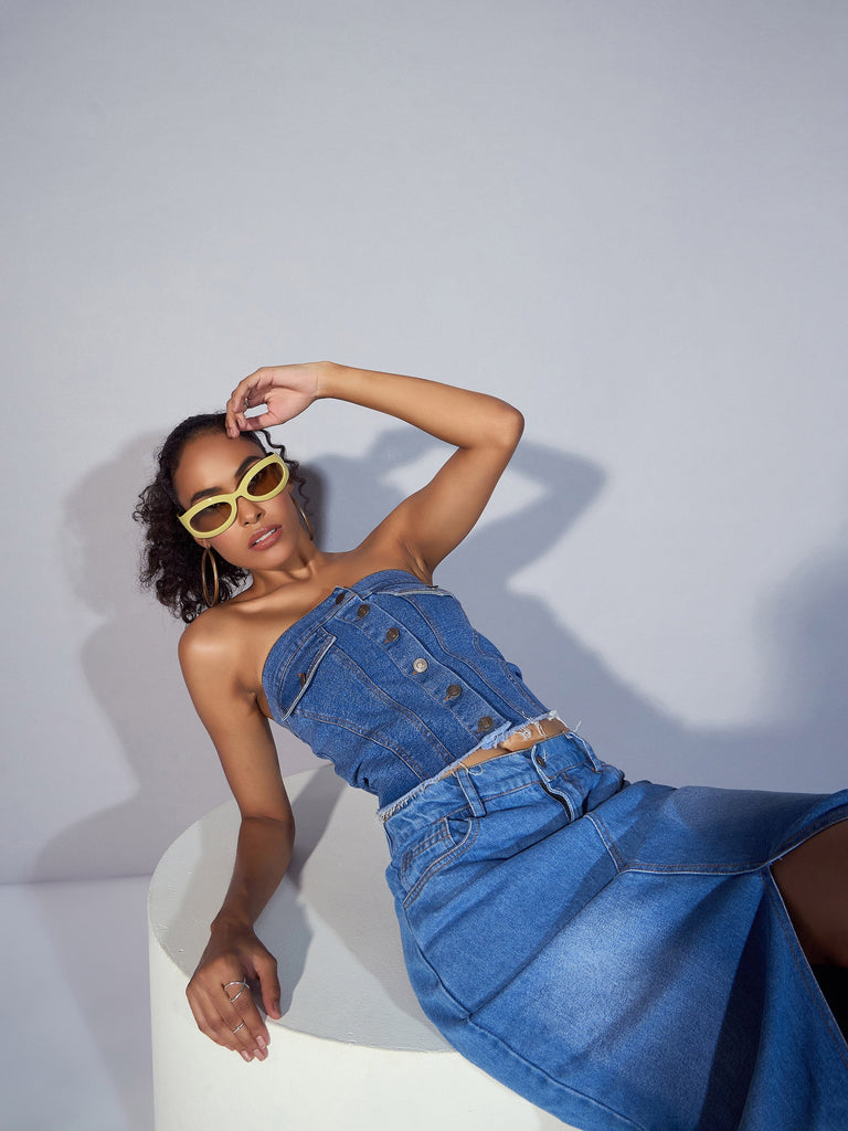Women's Blue Crop Top