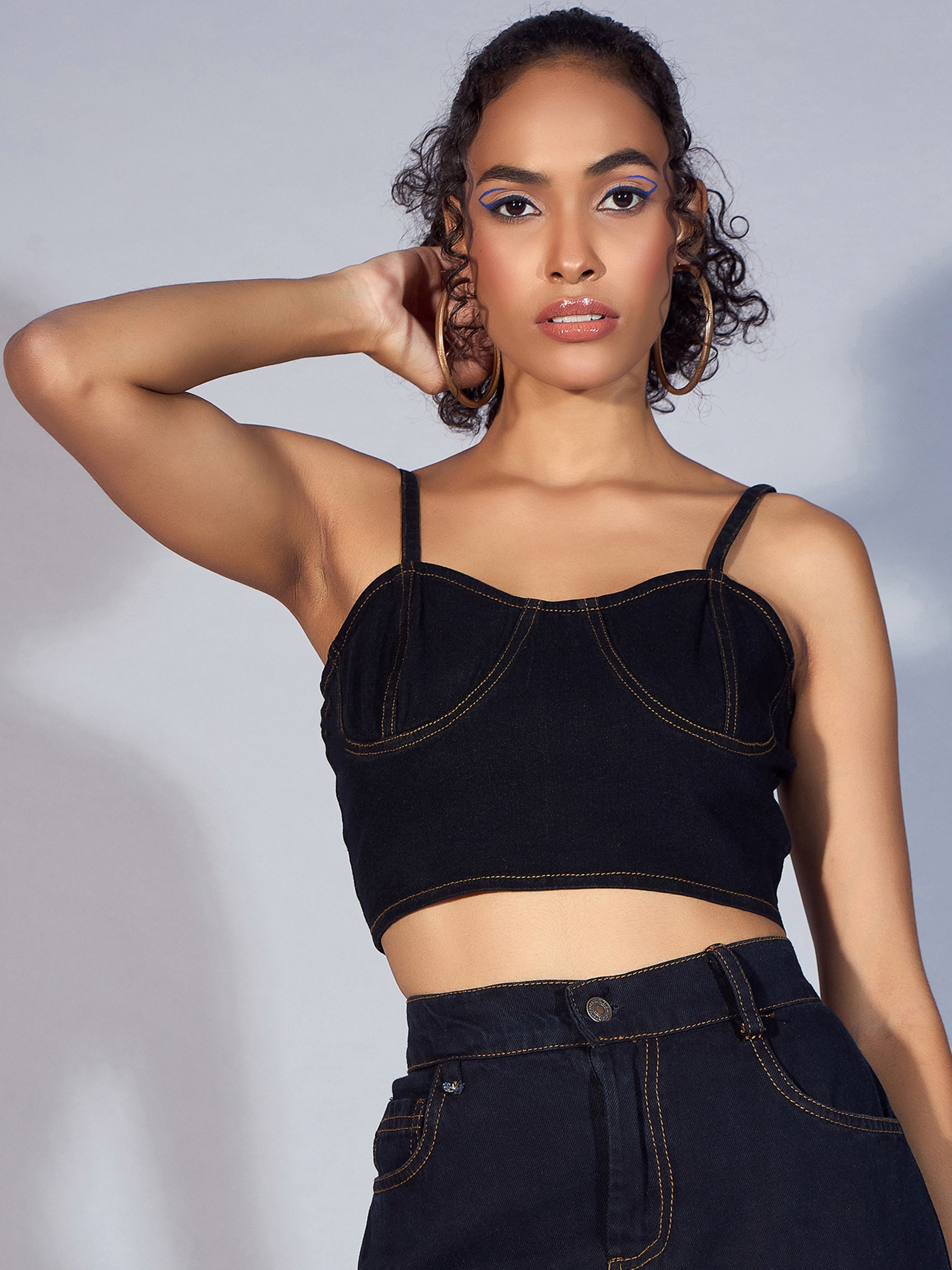 Women's Black Crop Top - Sassafras