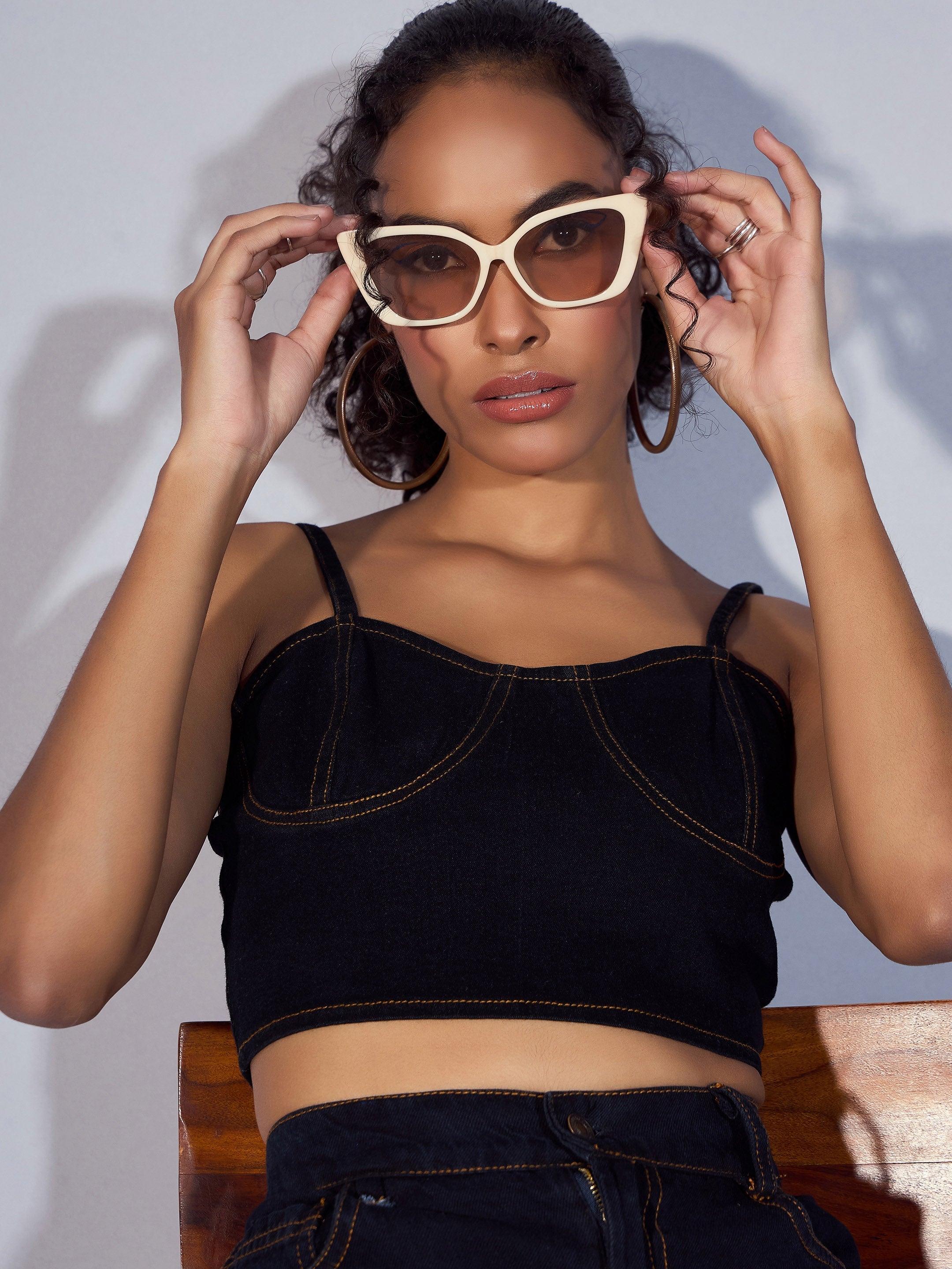 Women's Black Crop Top - Sassafras