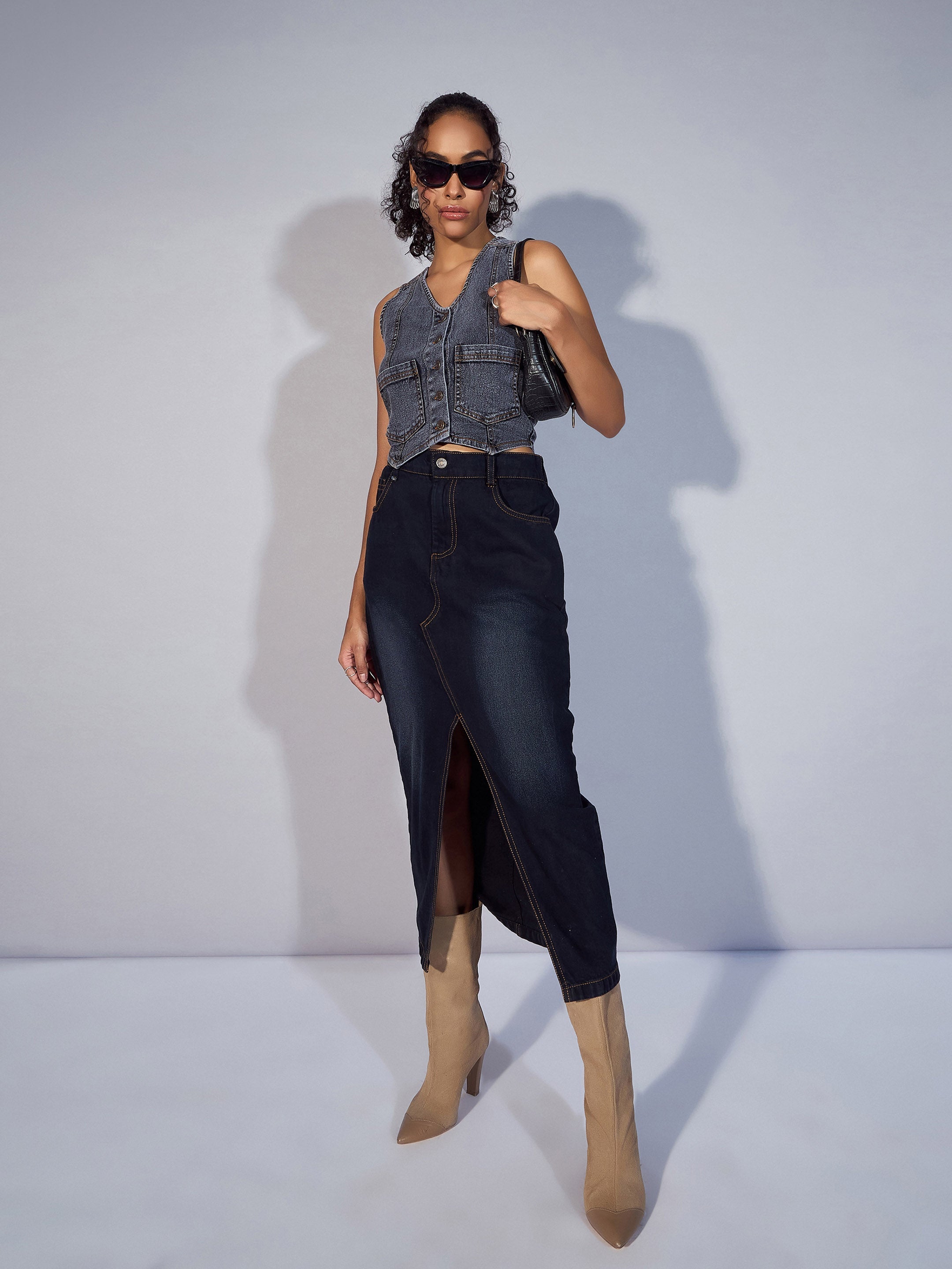 Women's Black Denim Top - Sassafras