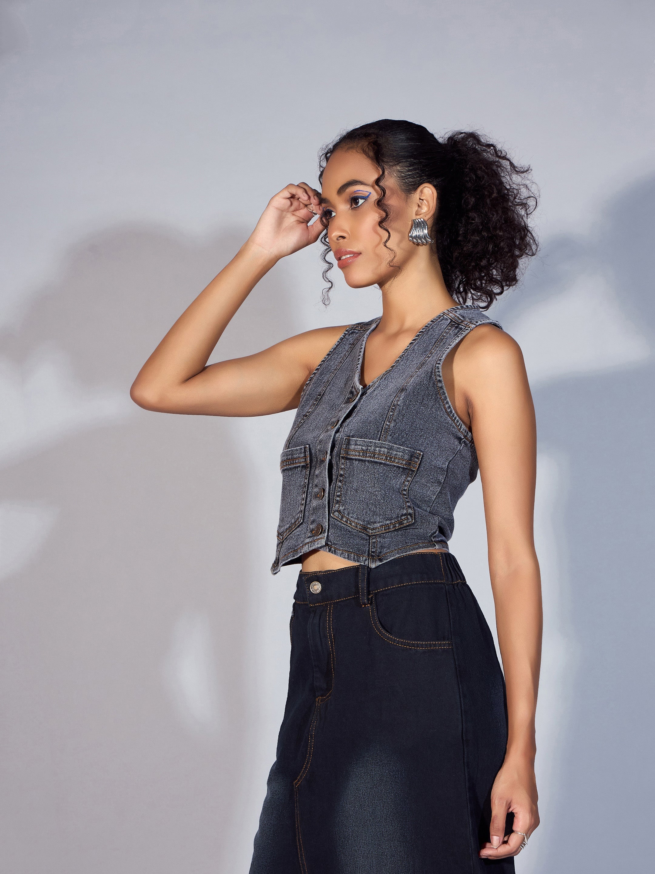 Women's Black Denim Top - Sassafras