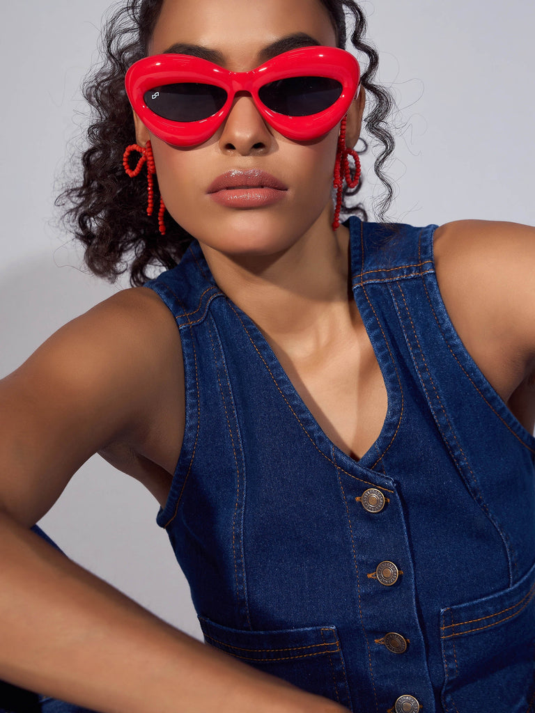 Women's Navy Blue Denim Top