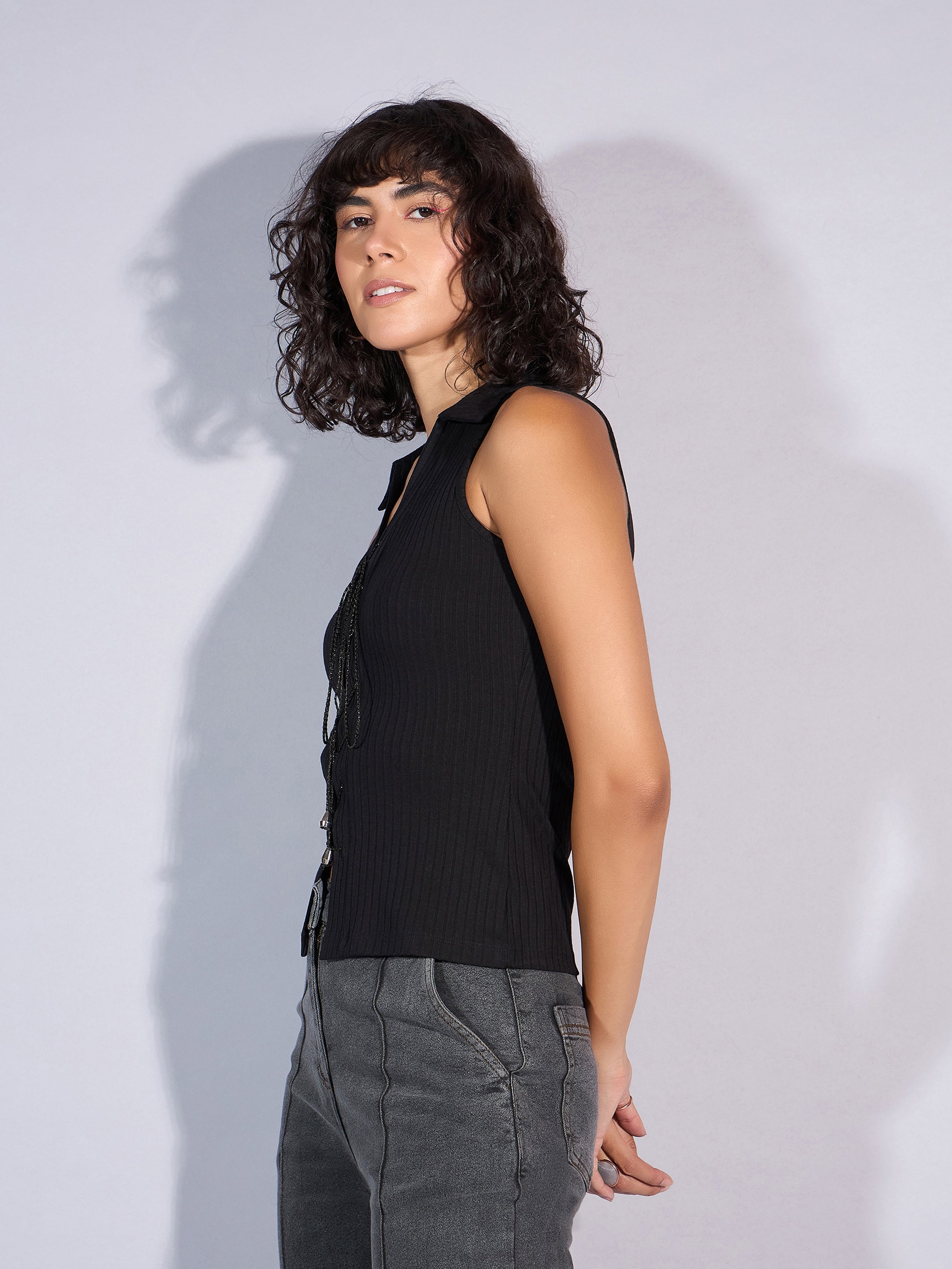 Women's Black Rib Top - Sassafras