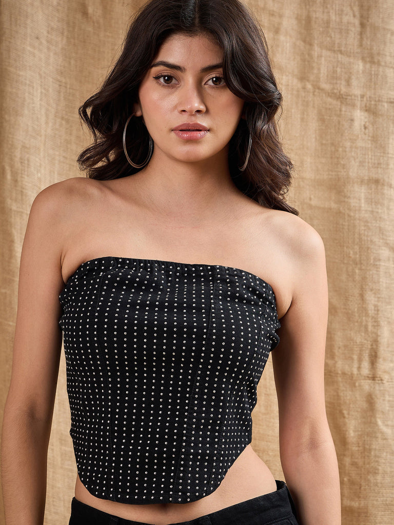 Women's Black Solid Top