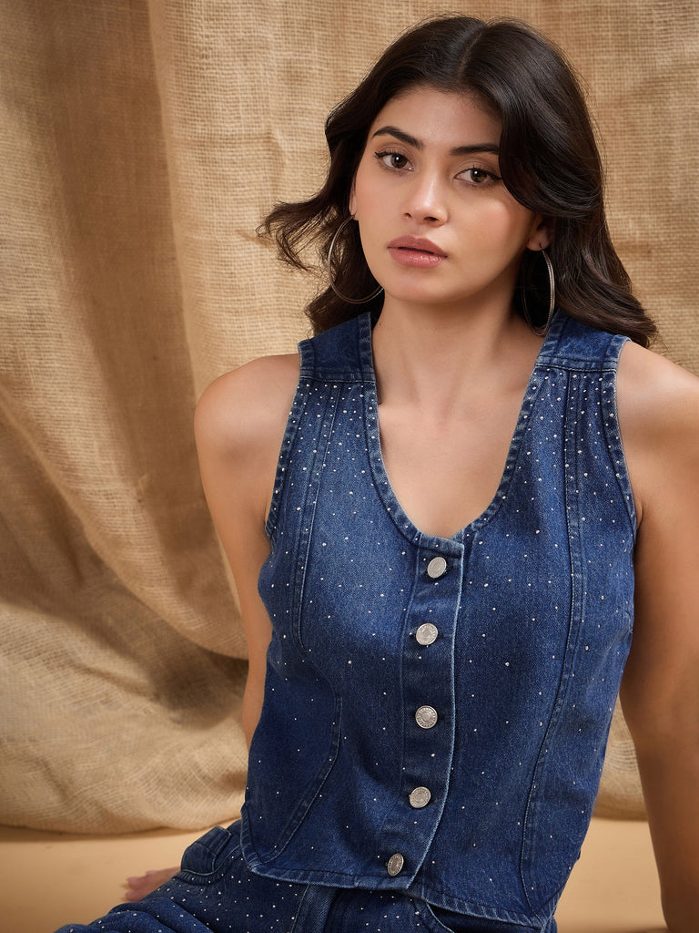 Women's Blue Denim Top