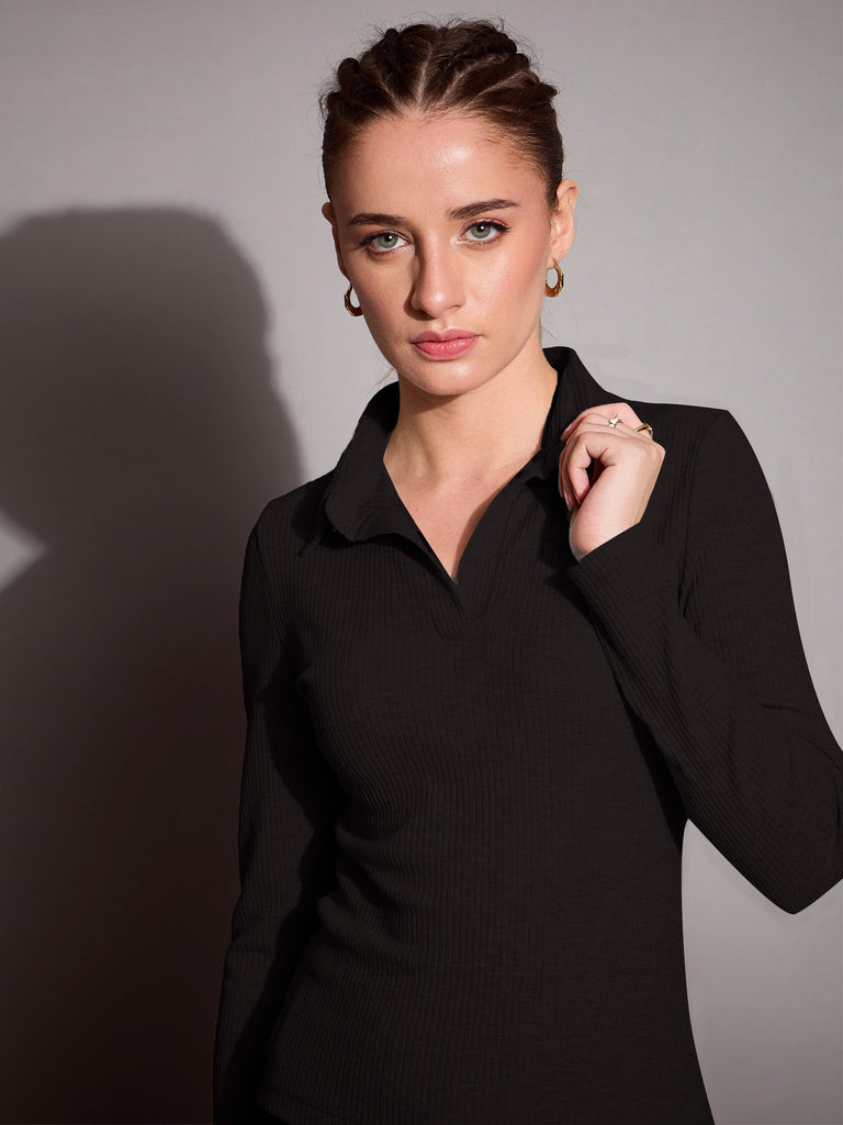 Women's Black Rib Top