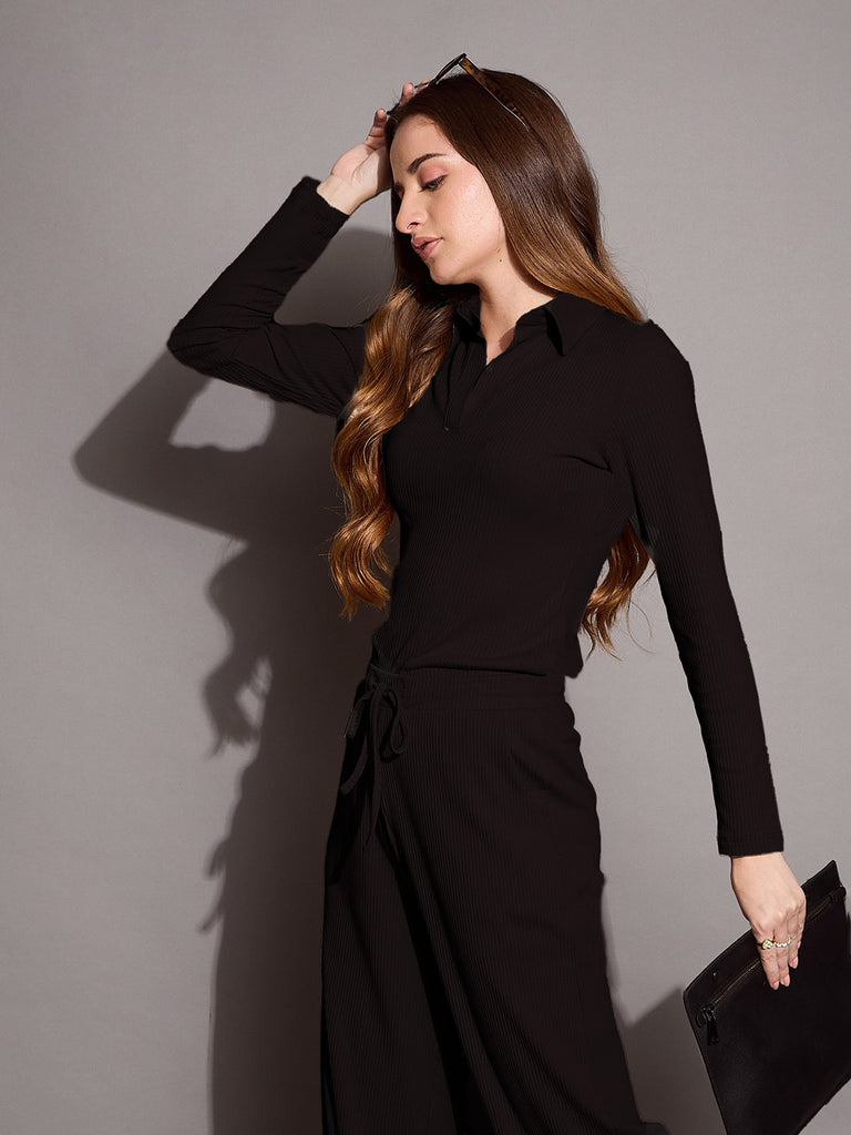 Women's Black Rib Top