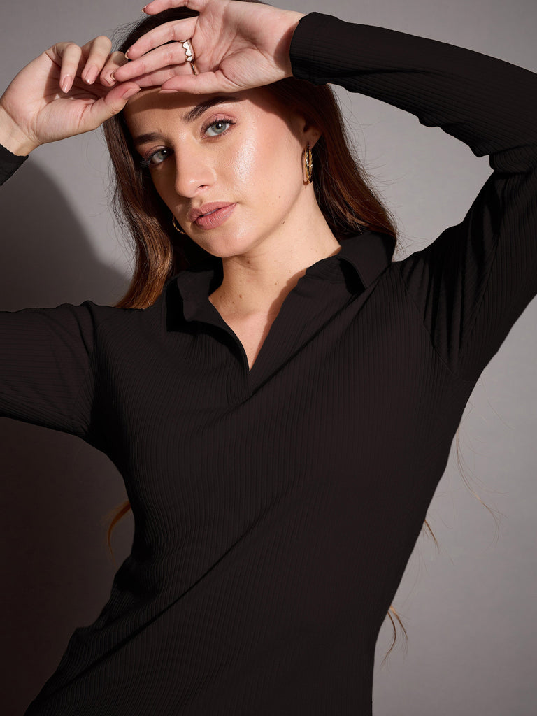 Women's Black Rib Top
