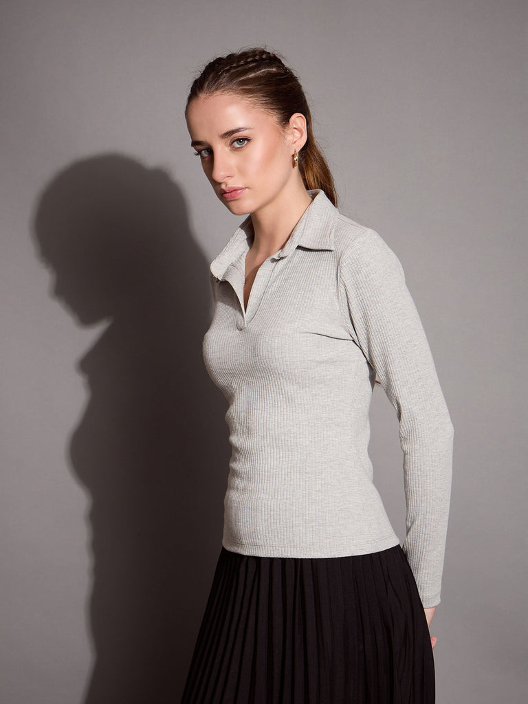 Women's Grey Rib Top