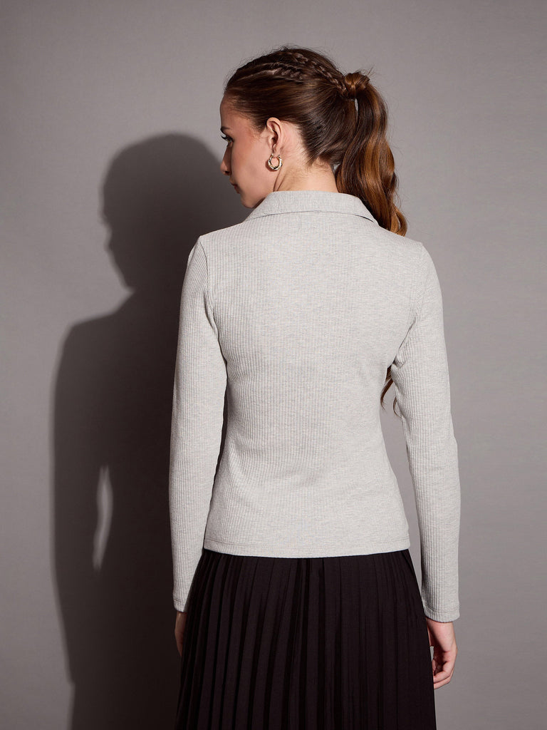 Women's Grey Rib Top