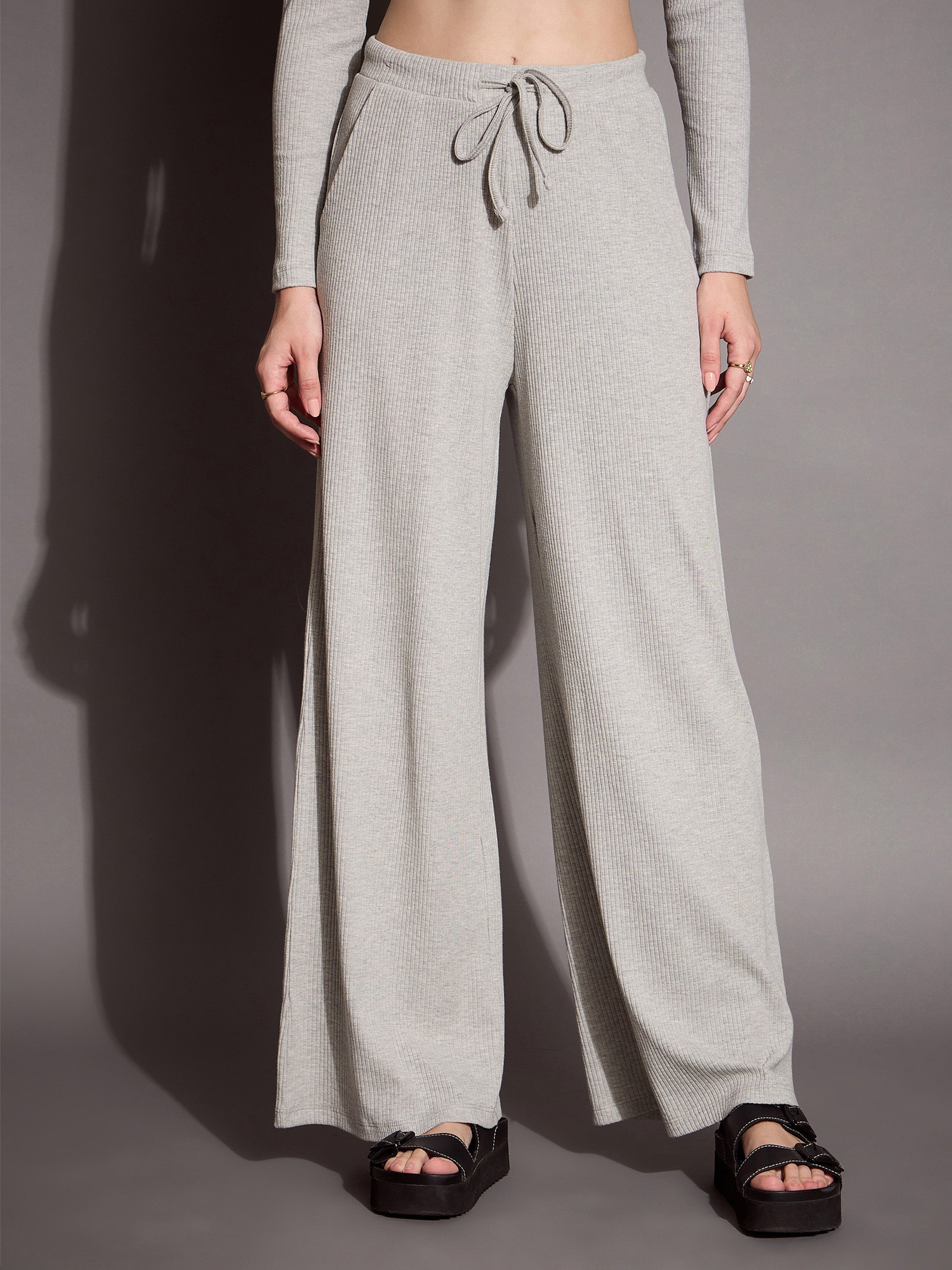 Women's Grey Rib Co-Ord Set - Sassafras