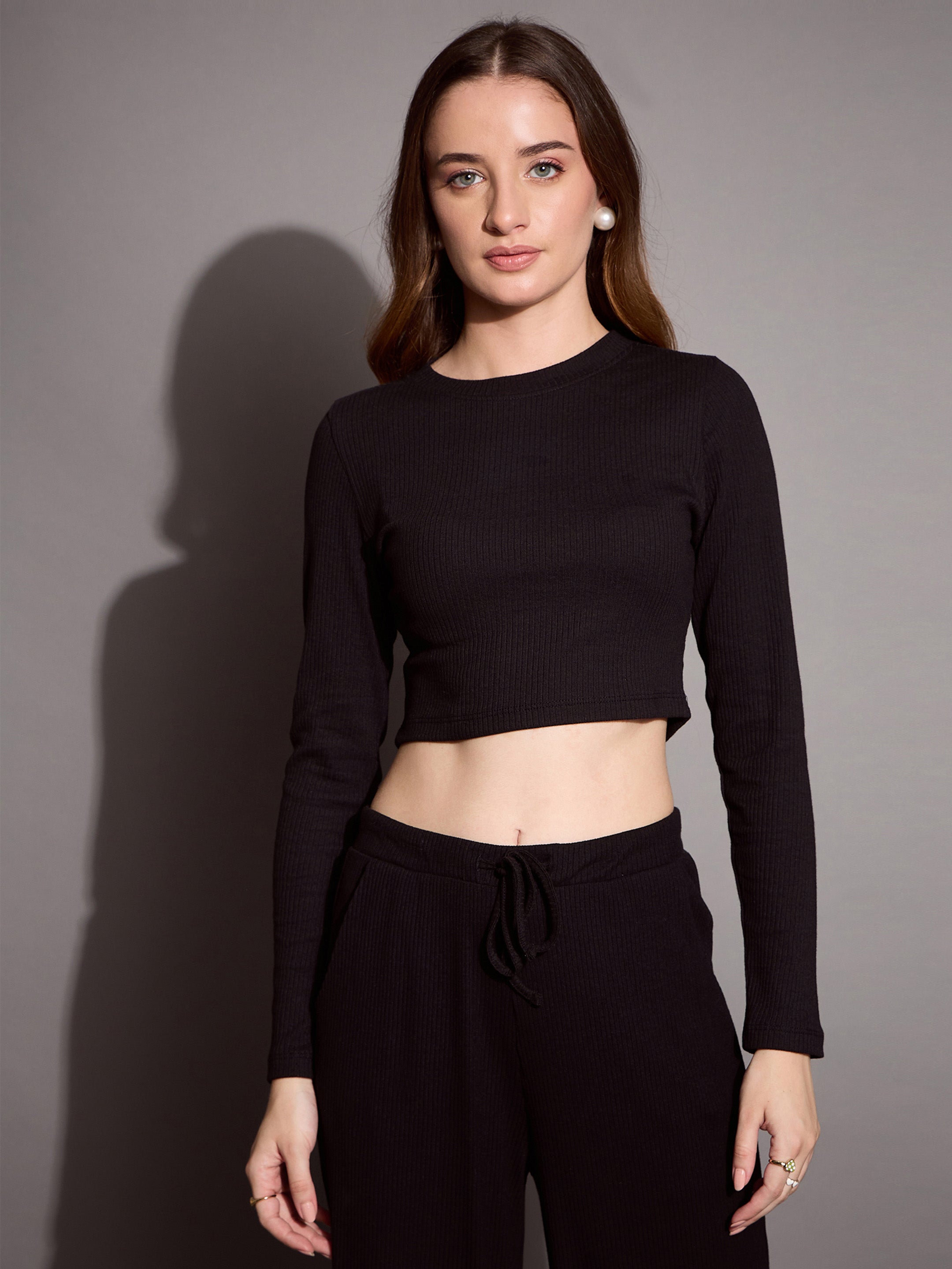 Women's Black Crop Top - Sassafras