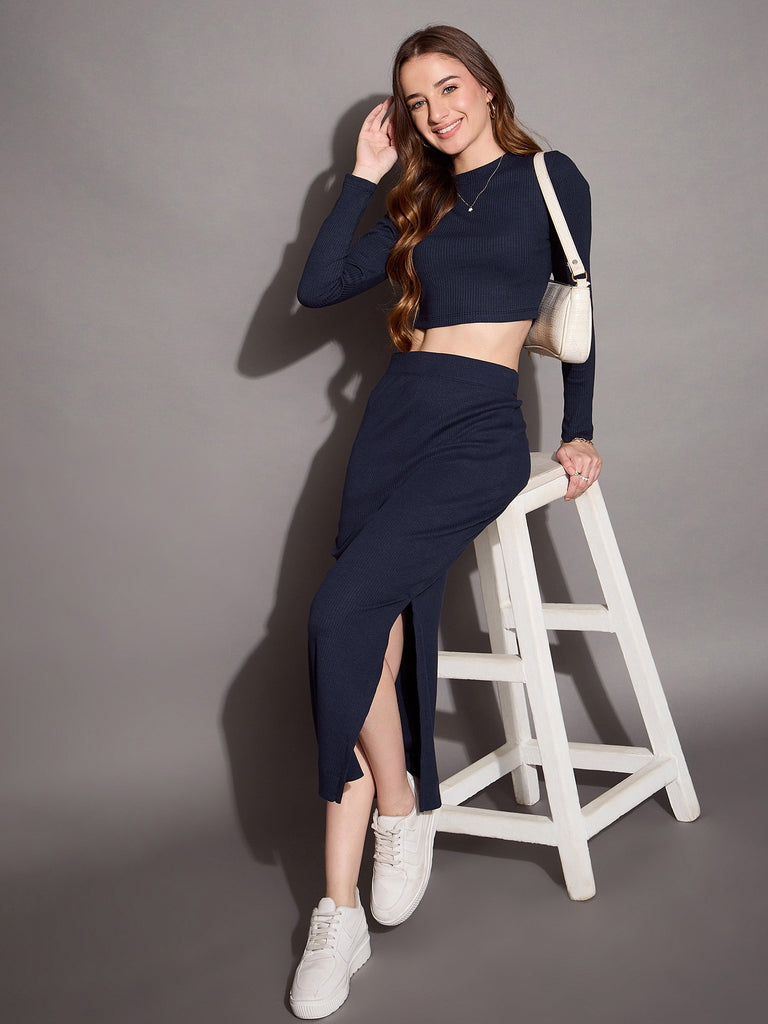 Women's Navy Blue Crop Top