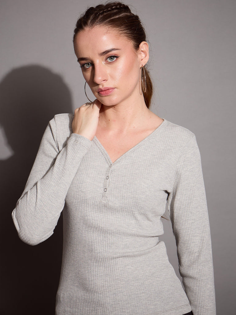 Women's Grey Rib Top