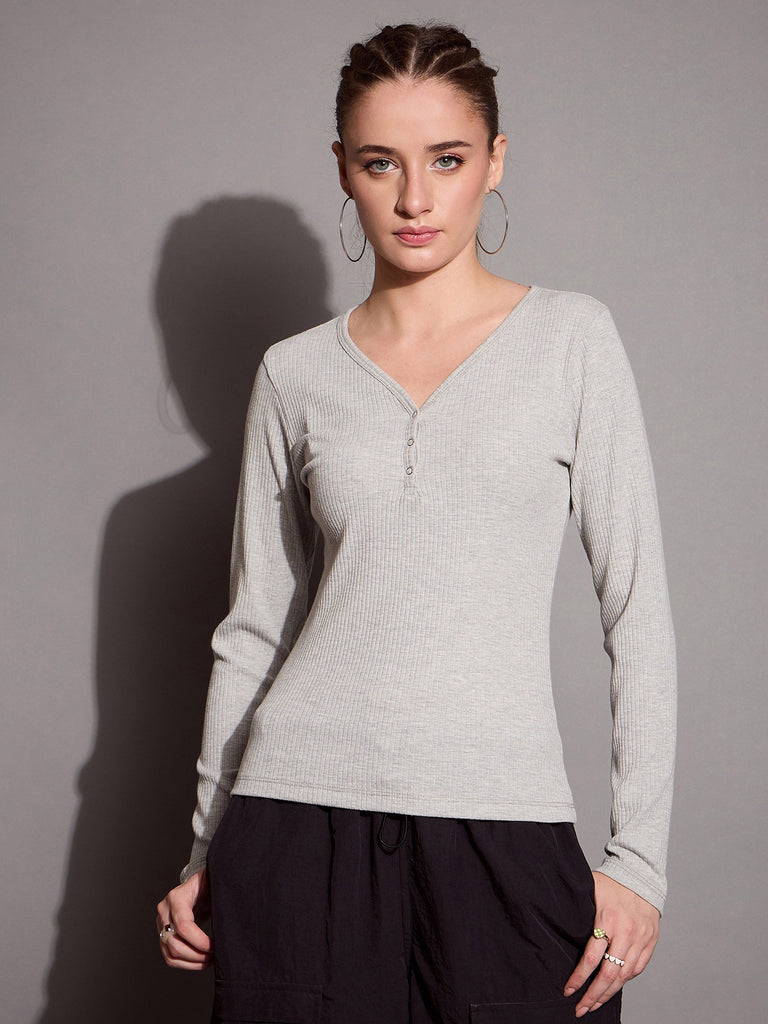 Women's Grey Rib Top