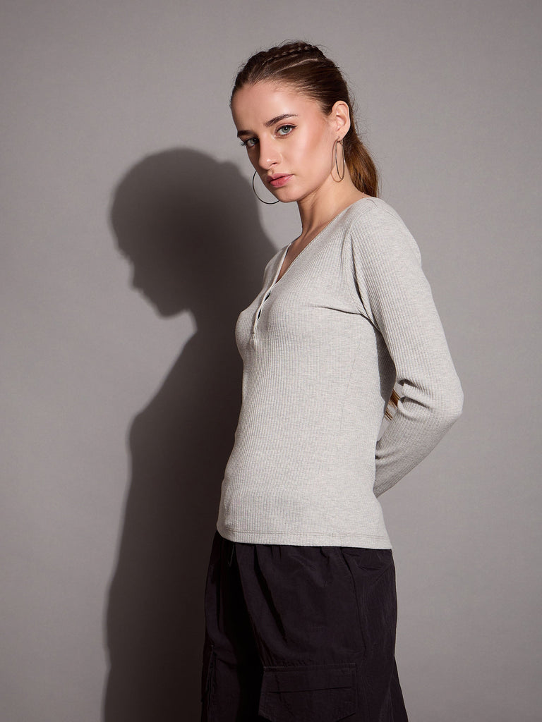 Women's Grey Rib Top