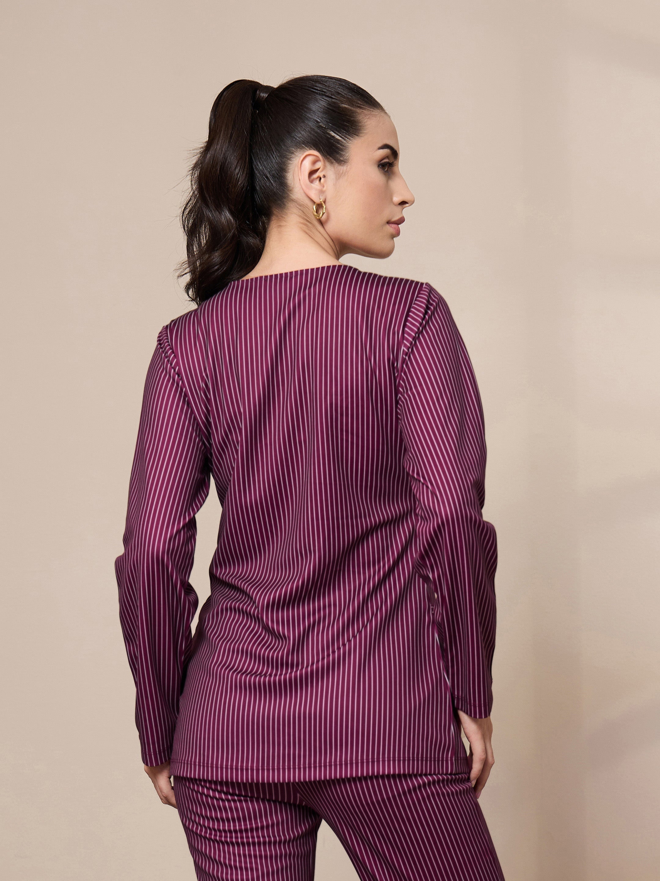 Women's Maroon Striped Top - Sassafras