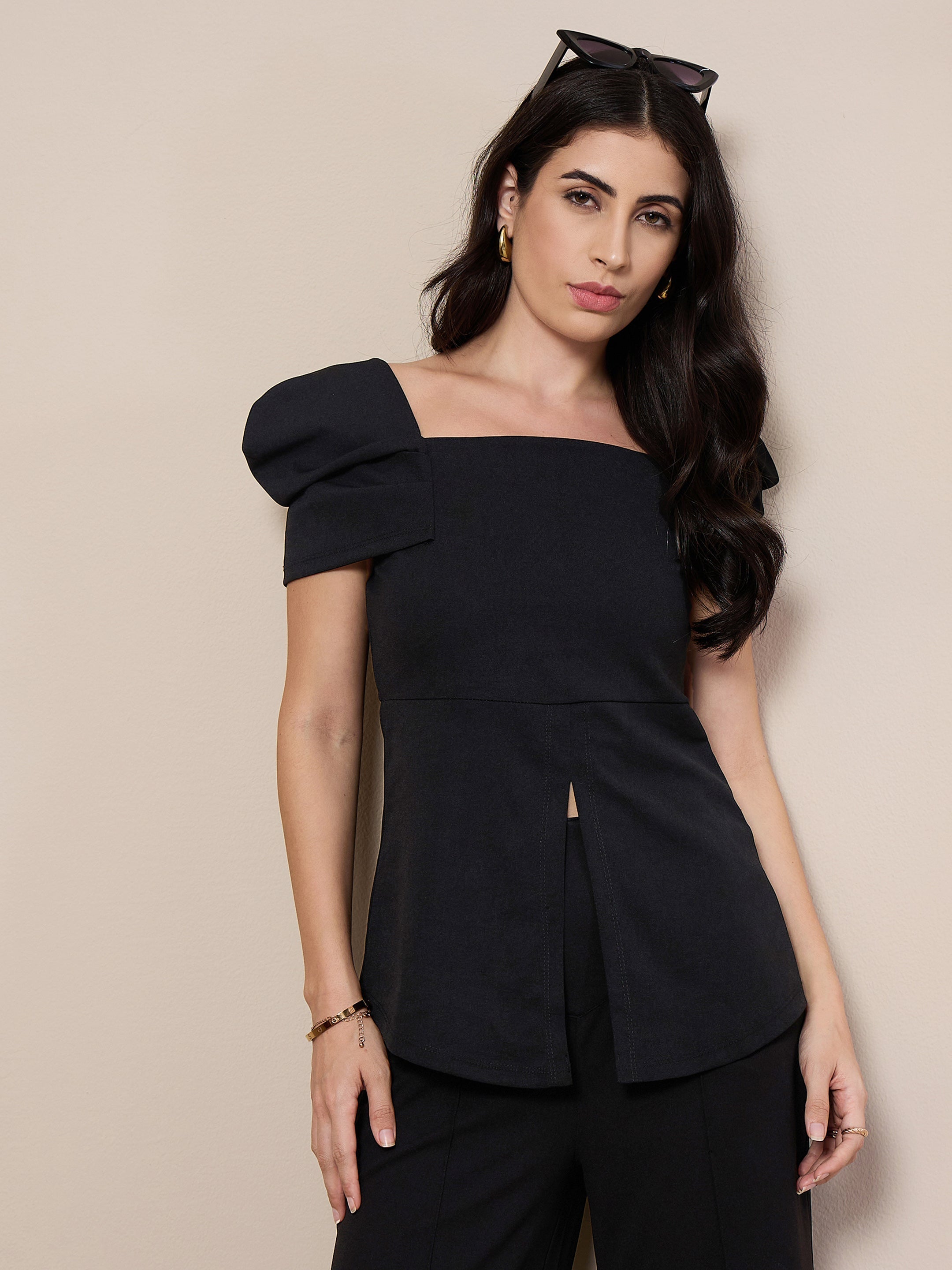 Women's Black Solid Top - Sassafras