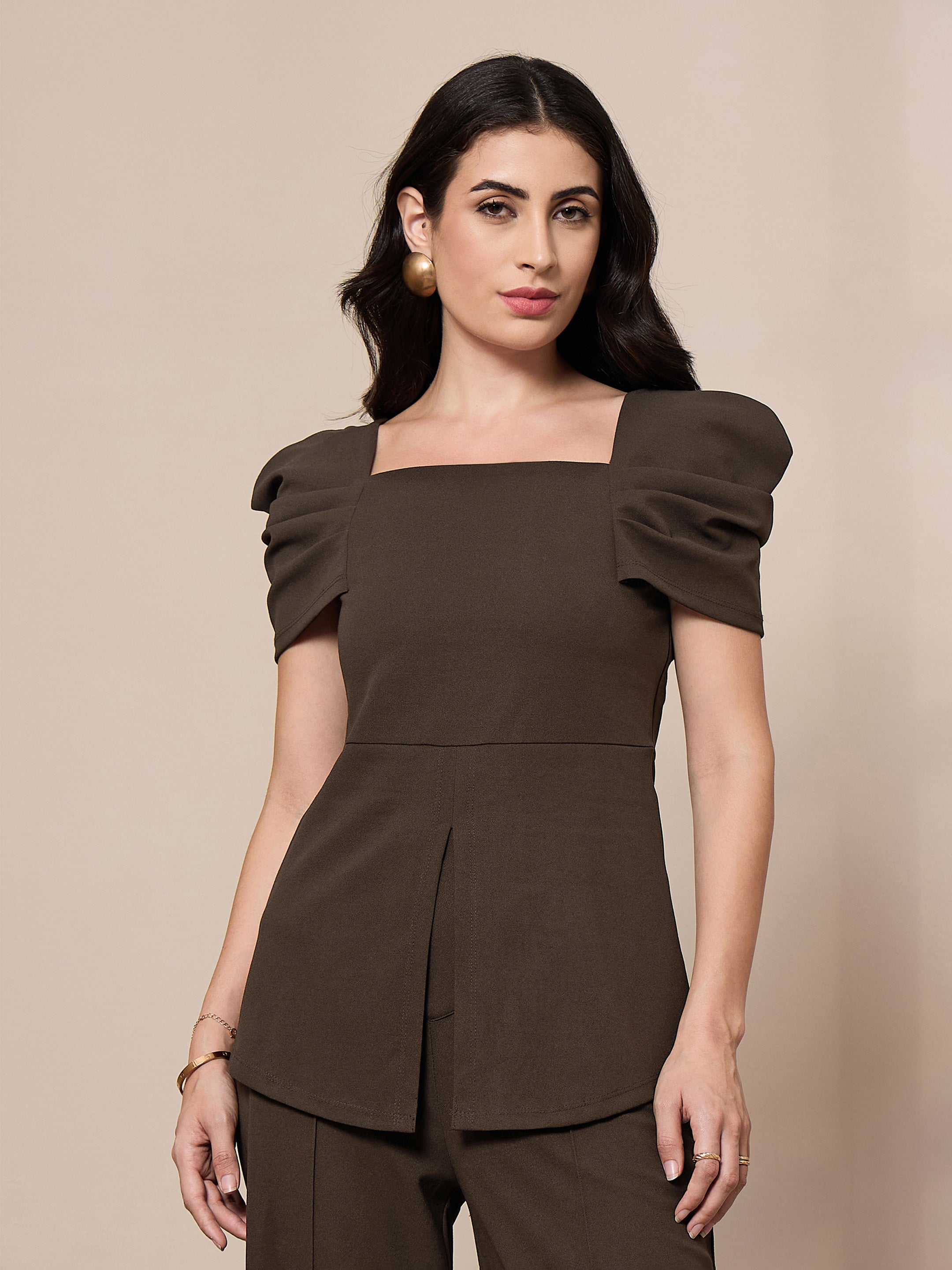 Women's Brown Solid Top - Sassafras