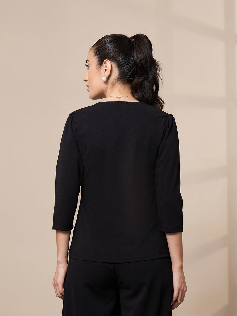 Women's Black Solid Top
