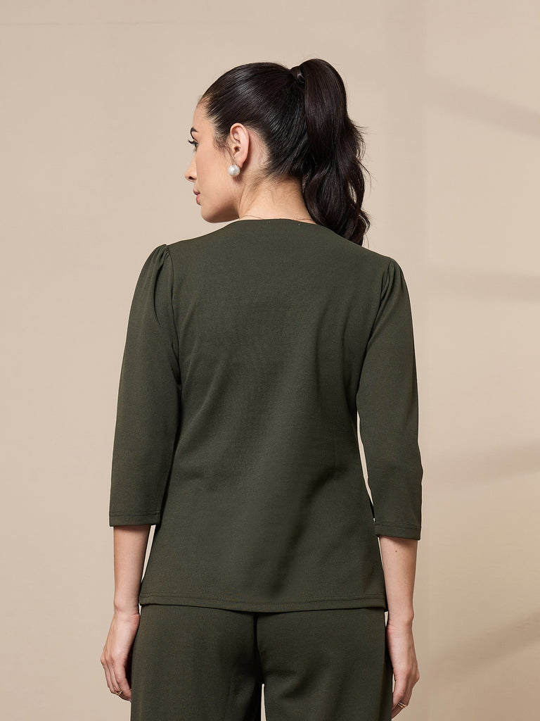Women's Olive Solid Top