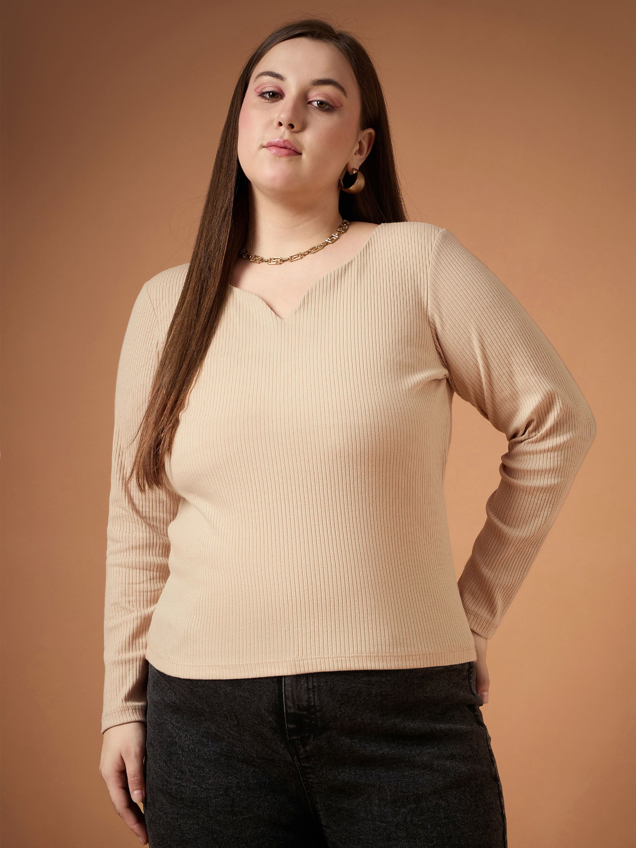 Women's Beige Rib Top - Sassafras