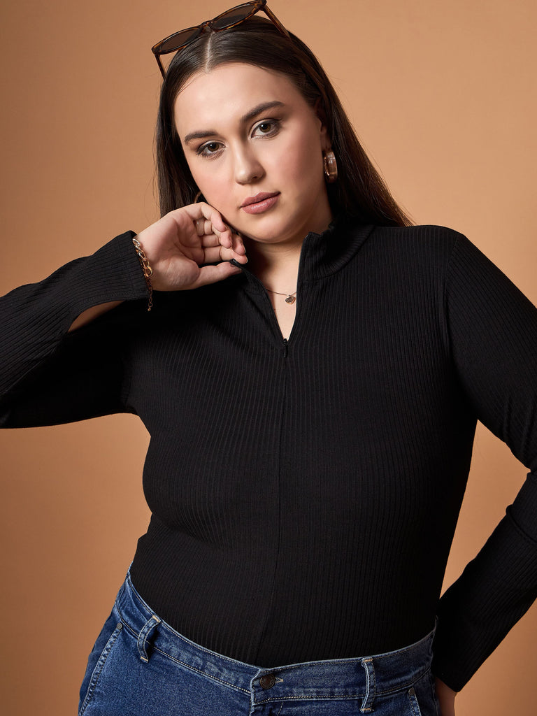 Women's Black Rib Top