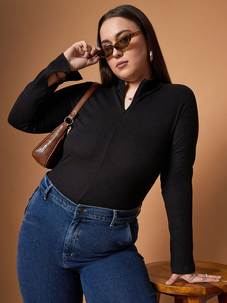 Women's Black Rib Top