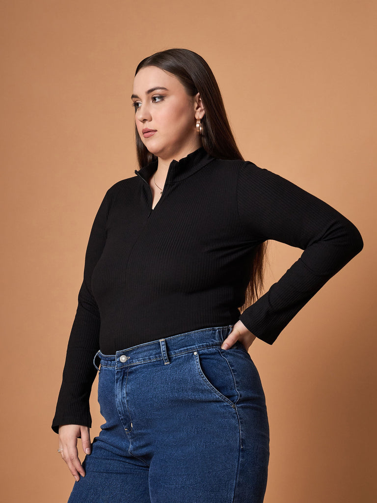 Women's Black Rib Top