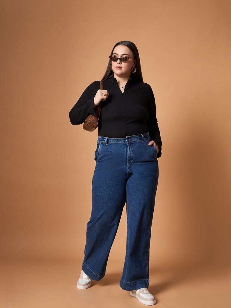 Women's Black Rib Top