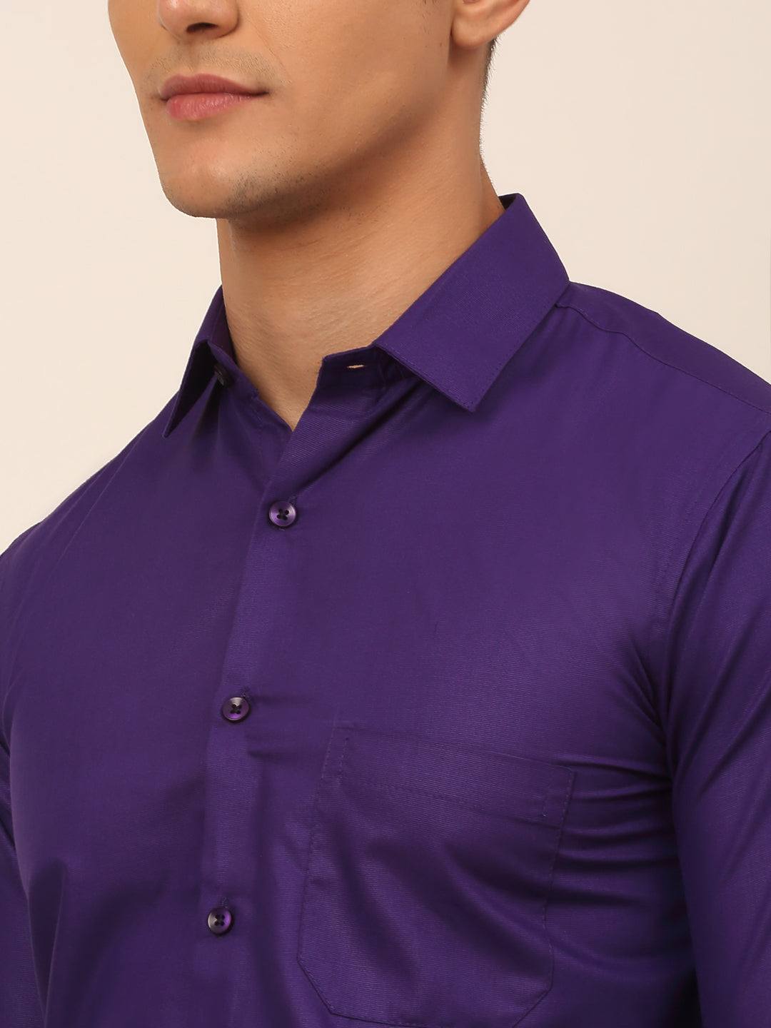 Men's Purple Formal Solid Shirts - Taantav