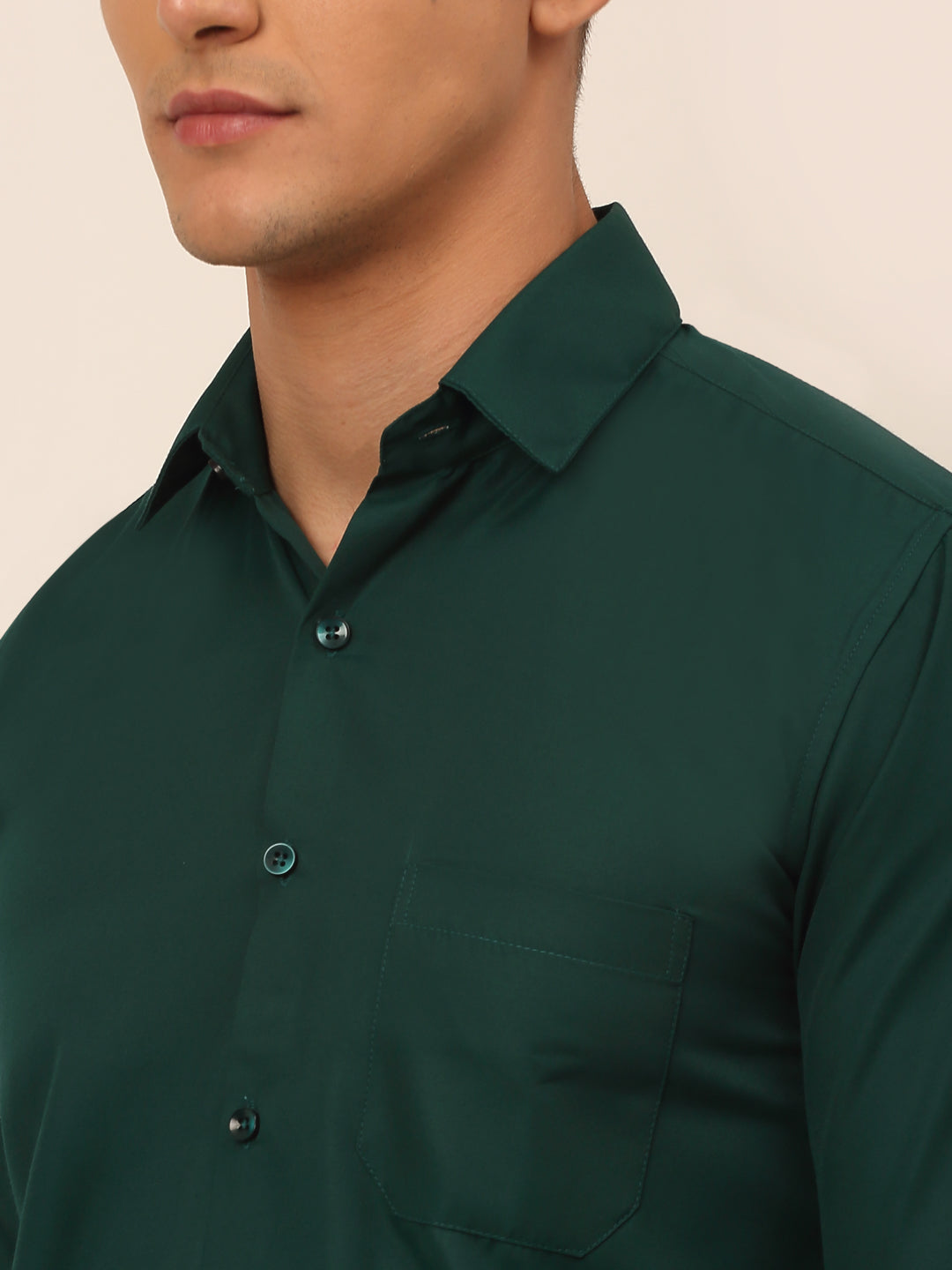 Men's Green Formal Solid Shirts - Taantav