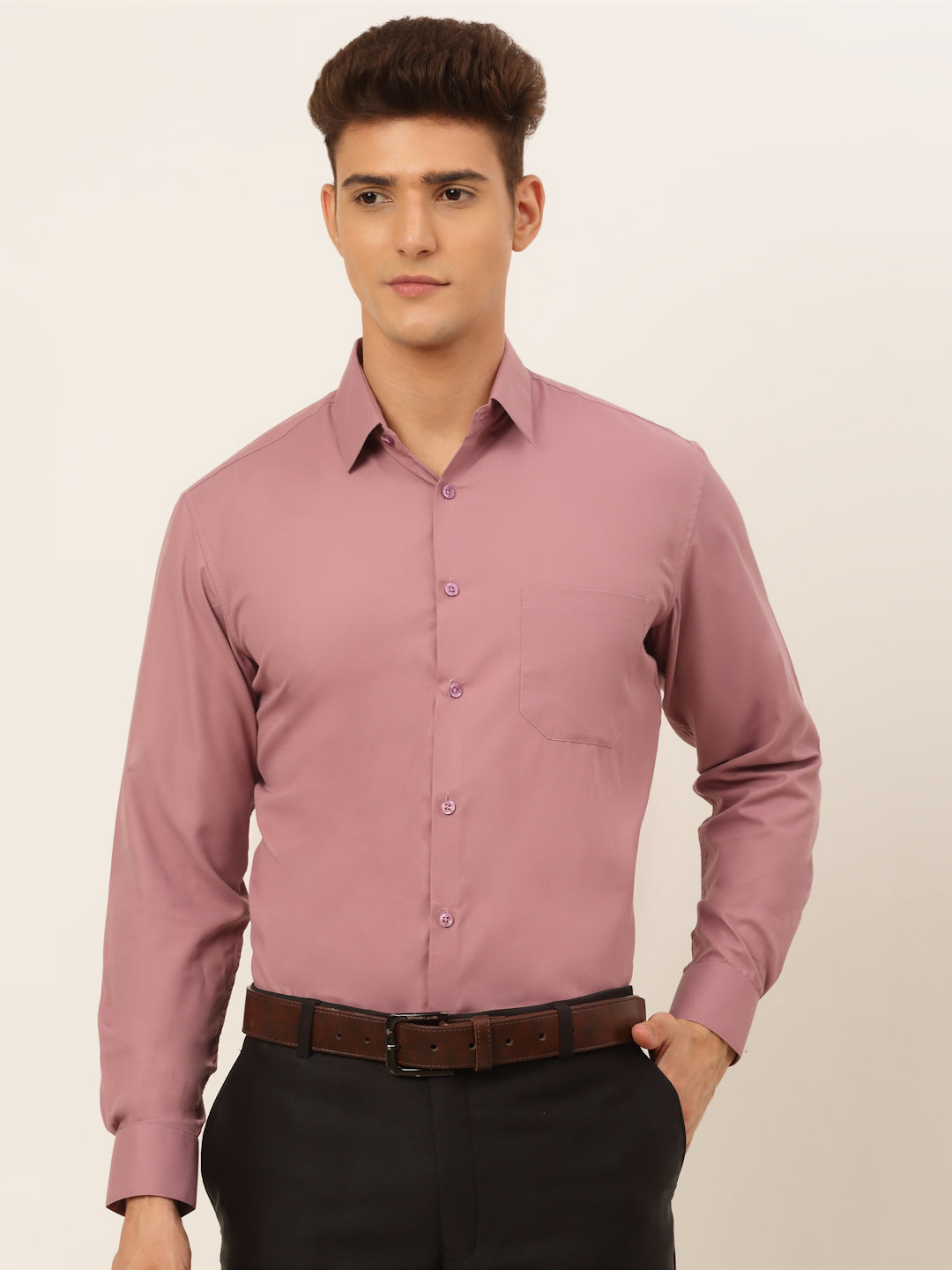 Men's Magenta Pink Formal Solid Shirts - Taantav