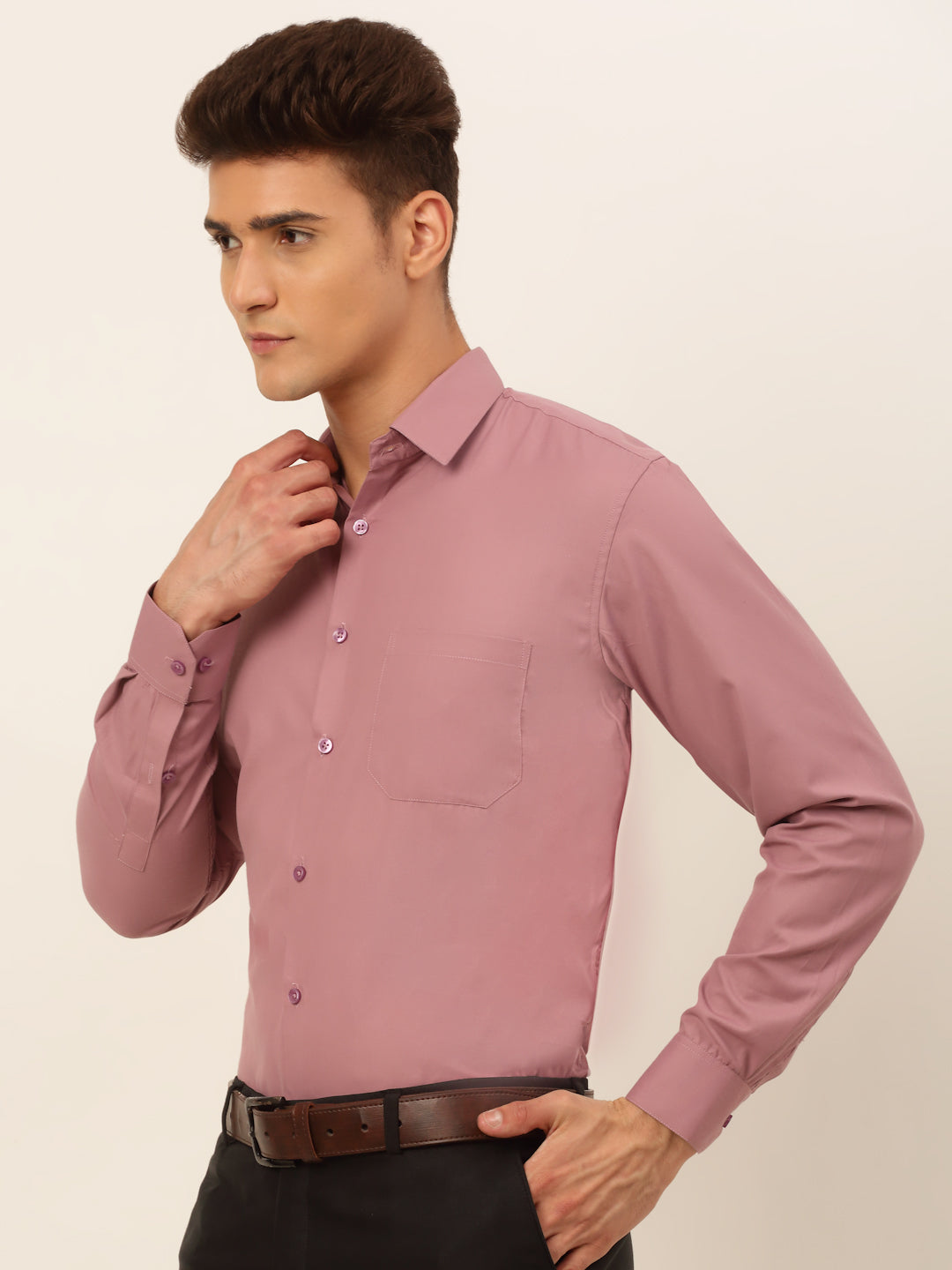 Men's Magenta Pink Formal Solid Shirts - Taantav