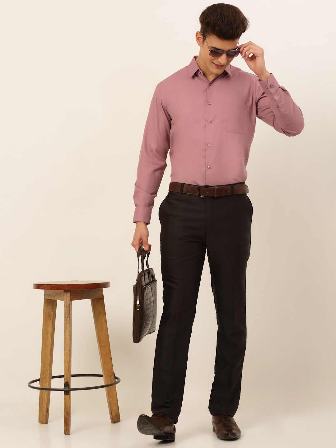 Men's Magenta Pink Formal Solid Shirts - Taantav