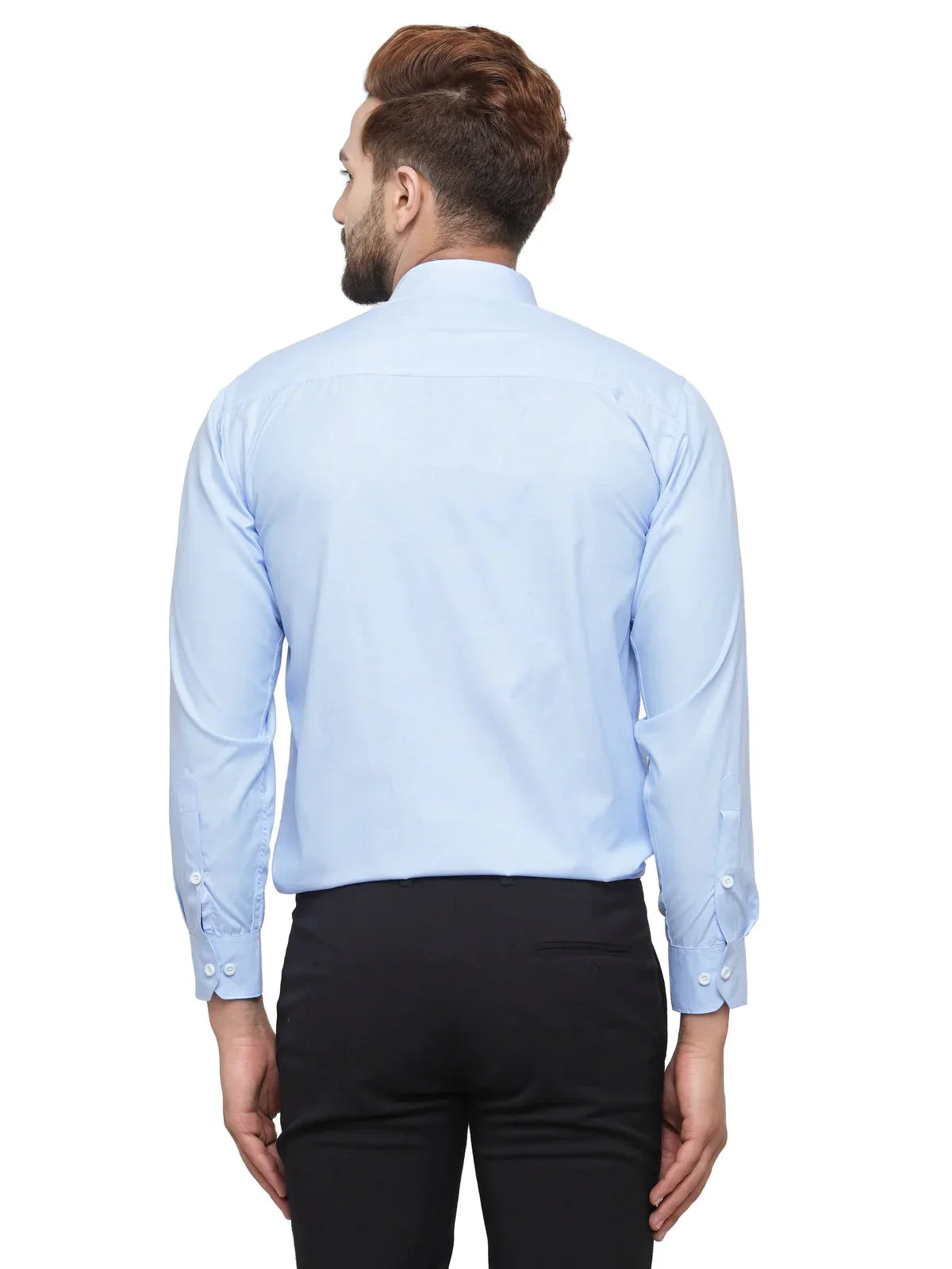 Men's Blue Formal Shirt with white detailing - Taantav