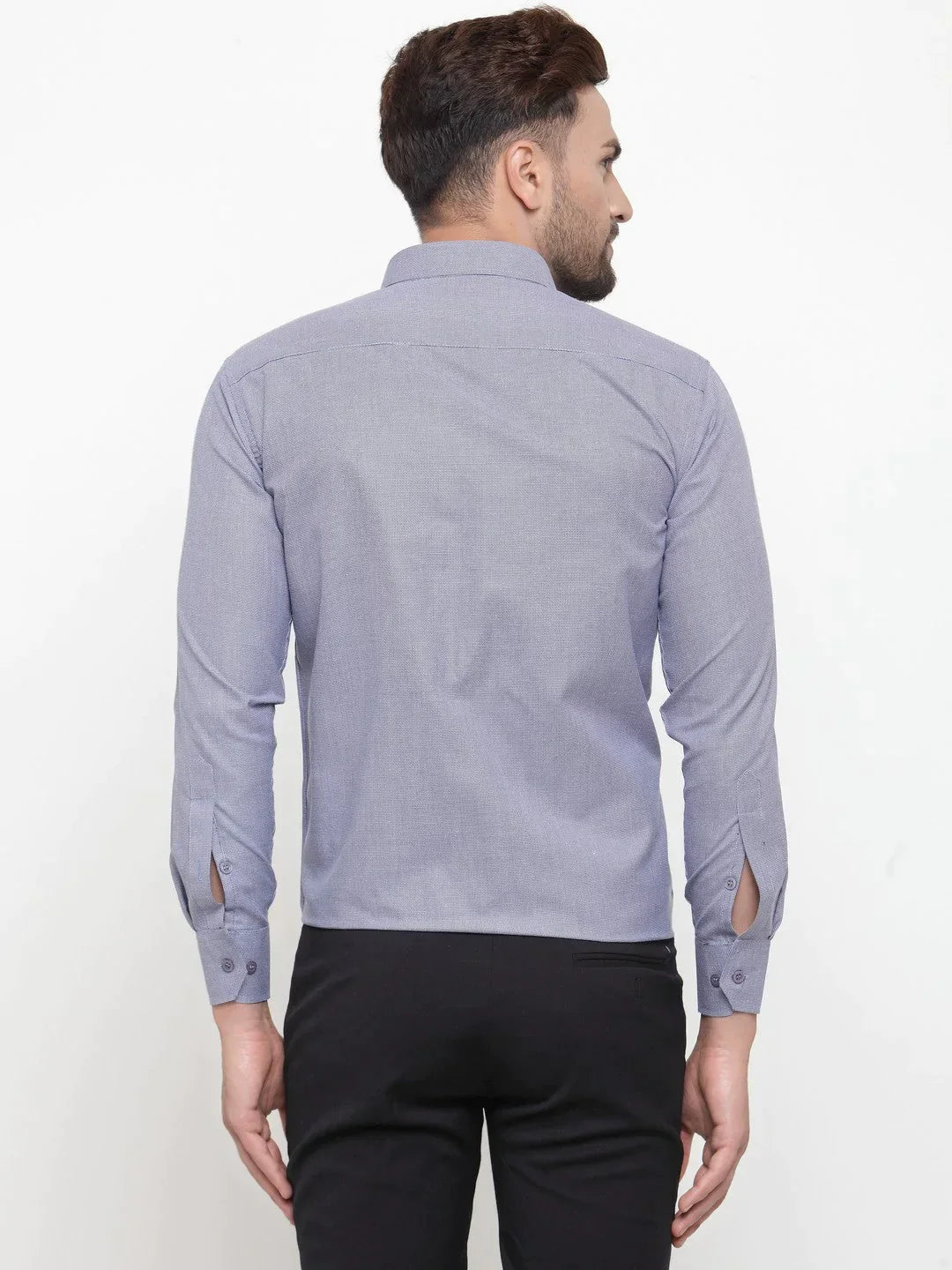 Men's Grey Cotton Geometric Formal Shirts - Taantav