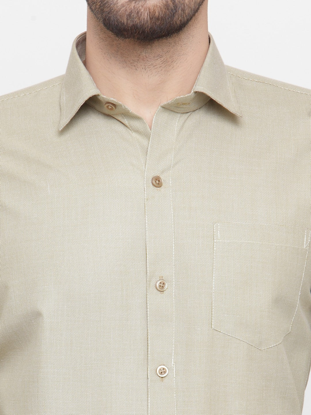 Men's Olive Cotton Geometric Formal Shirts - Taantav