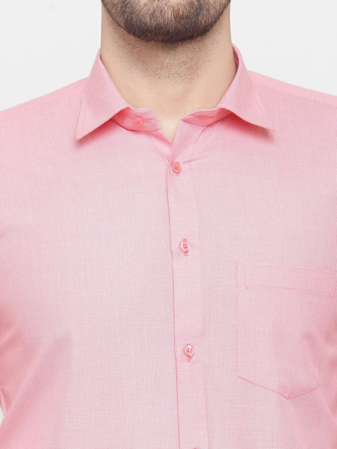 Men's Pink Cotton Geometric Formal Shirts - Taantav