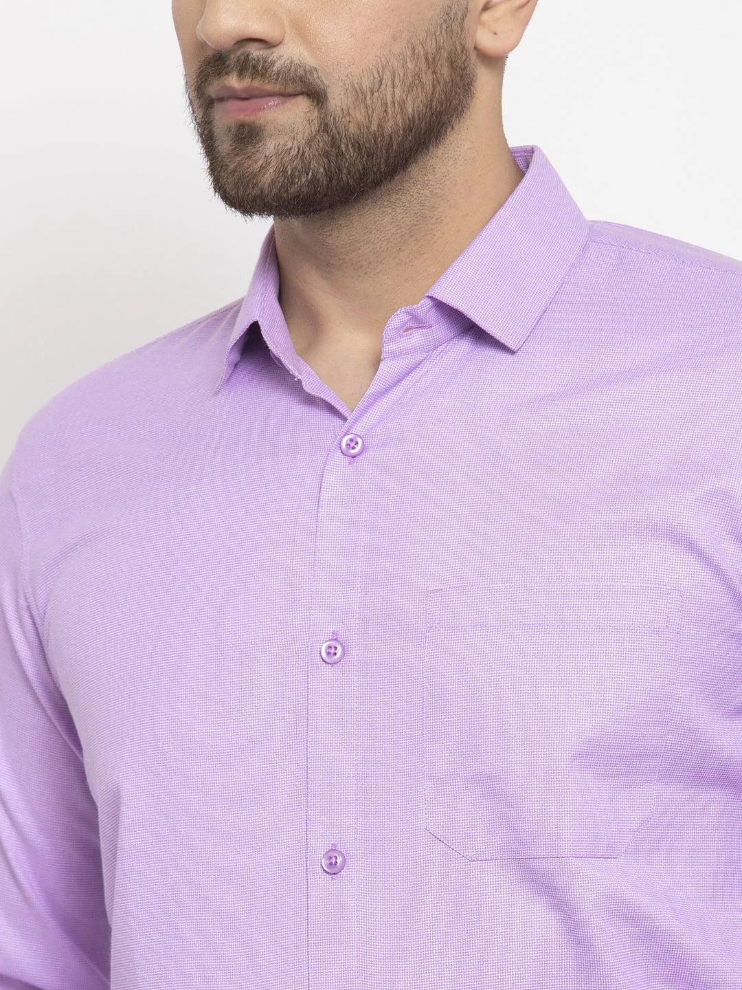 Men's Purple Cotton Geometric Formal Shirts - Taantav