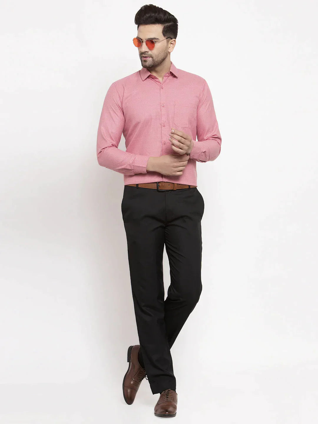 Men's Red Cotton Geometric Formal Shirts - Taantav