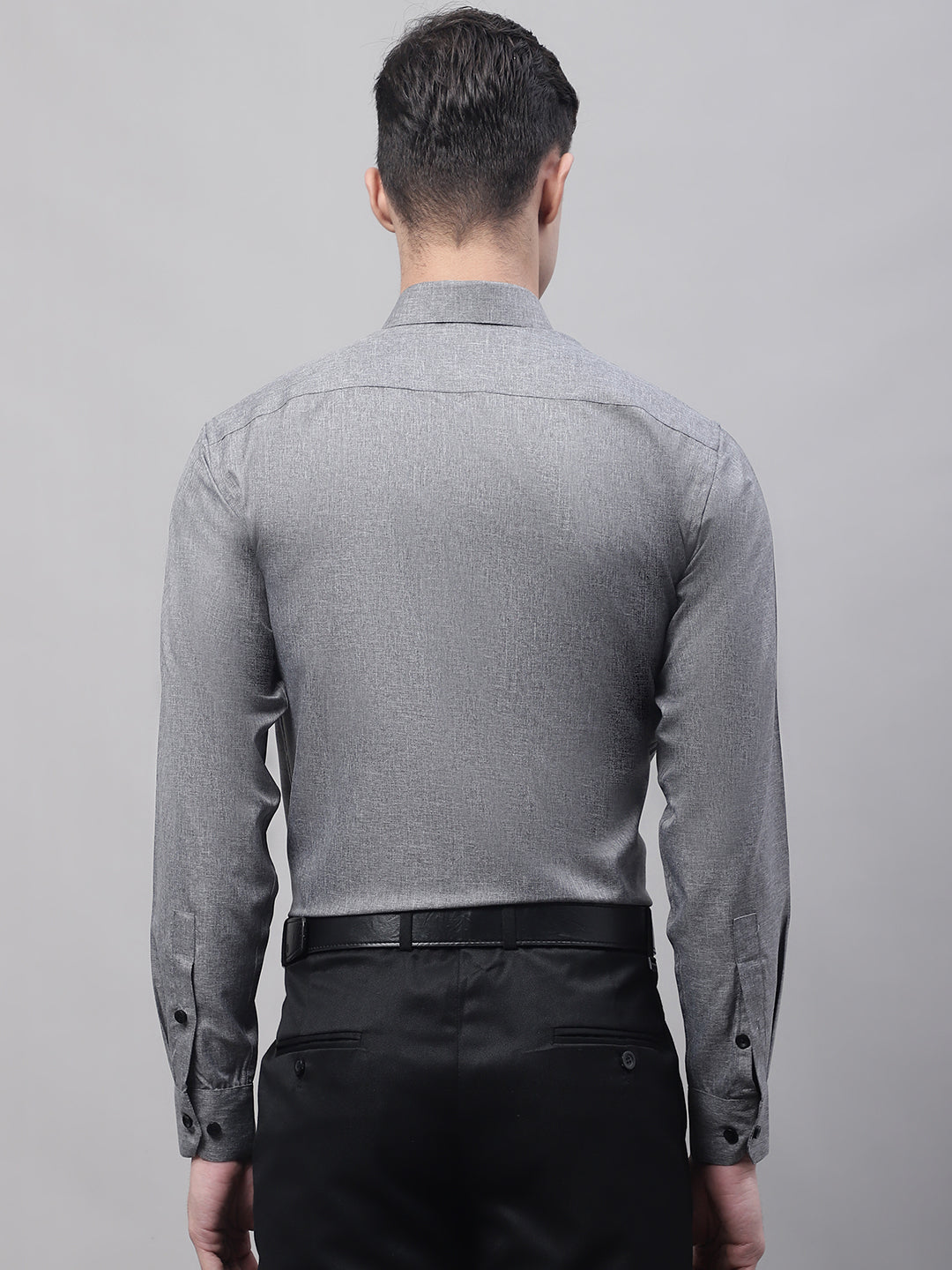 Men's Dark-Grey Cotton Solid Formal Shirt - Taantav