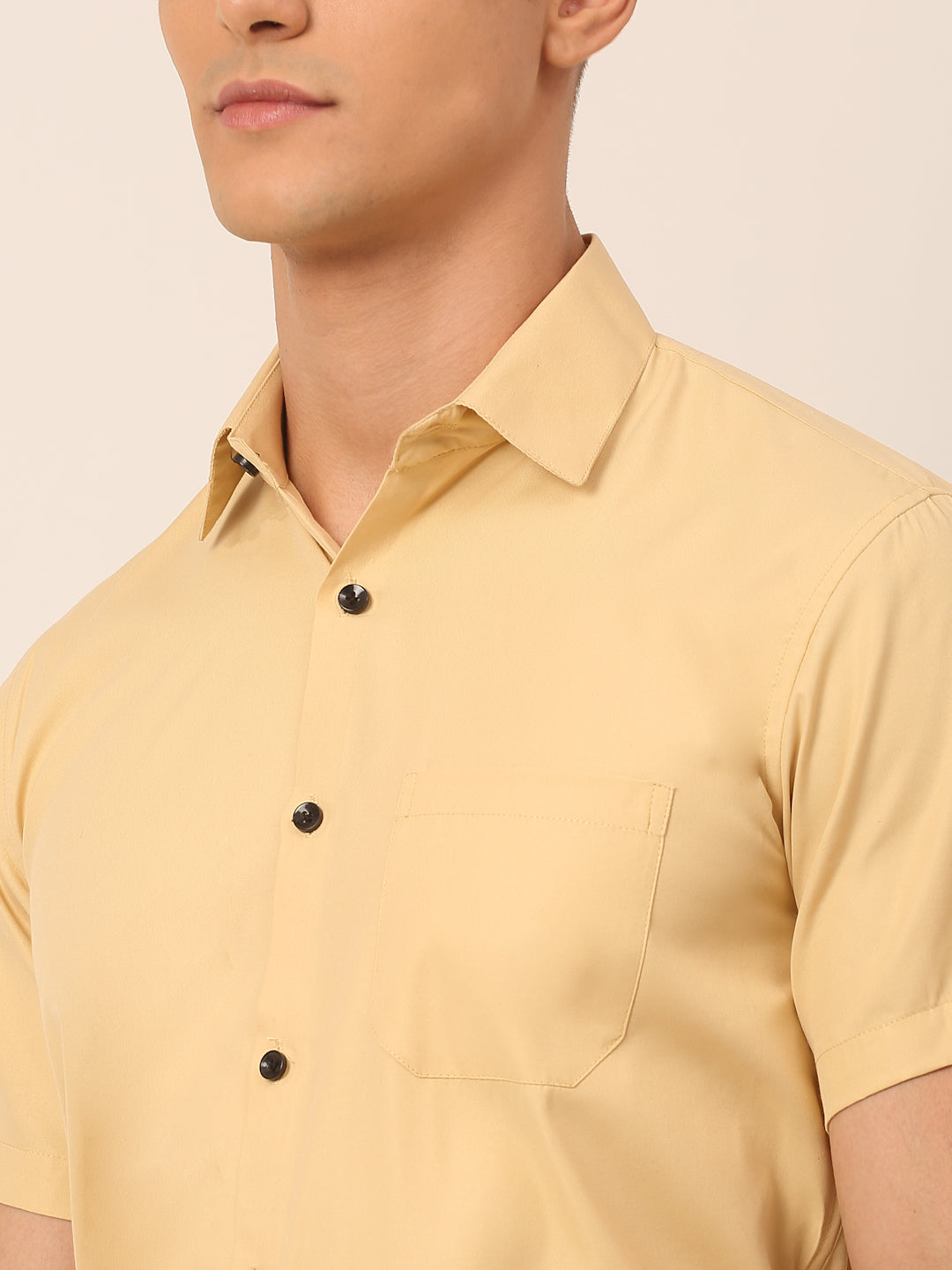 Men's Cotton Half Sleeves Solid Formal Shirts - Taantav