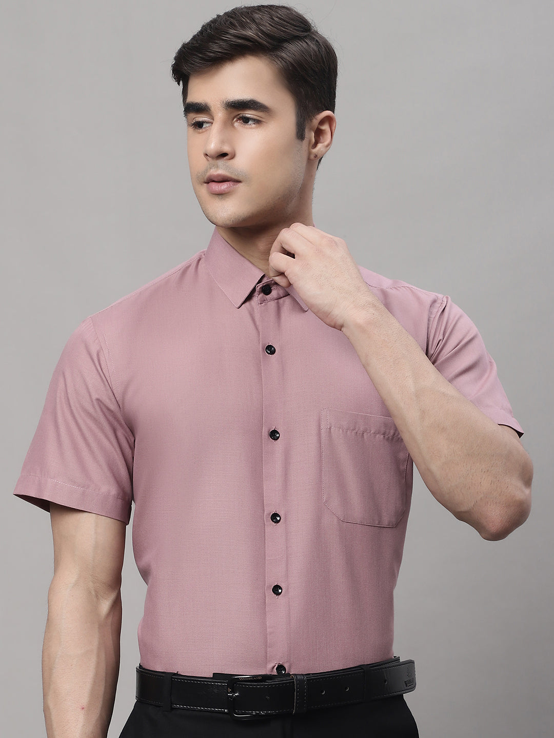 Men's Cotton Half Sleeves Solid Formal Shirts - Taantav